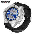 Sanda 3009 Military Relogio LED Watch Clock Alarm Water Proof 2021 Digital Analog Watches Men